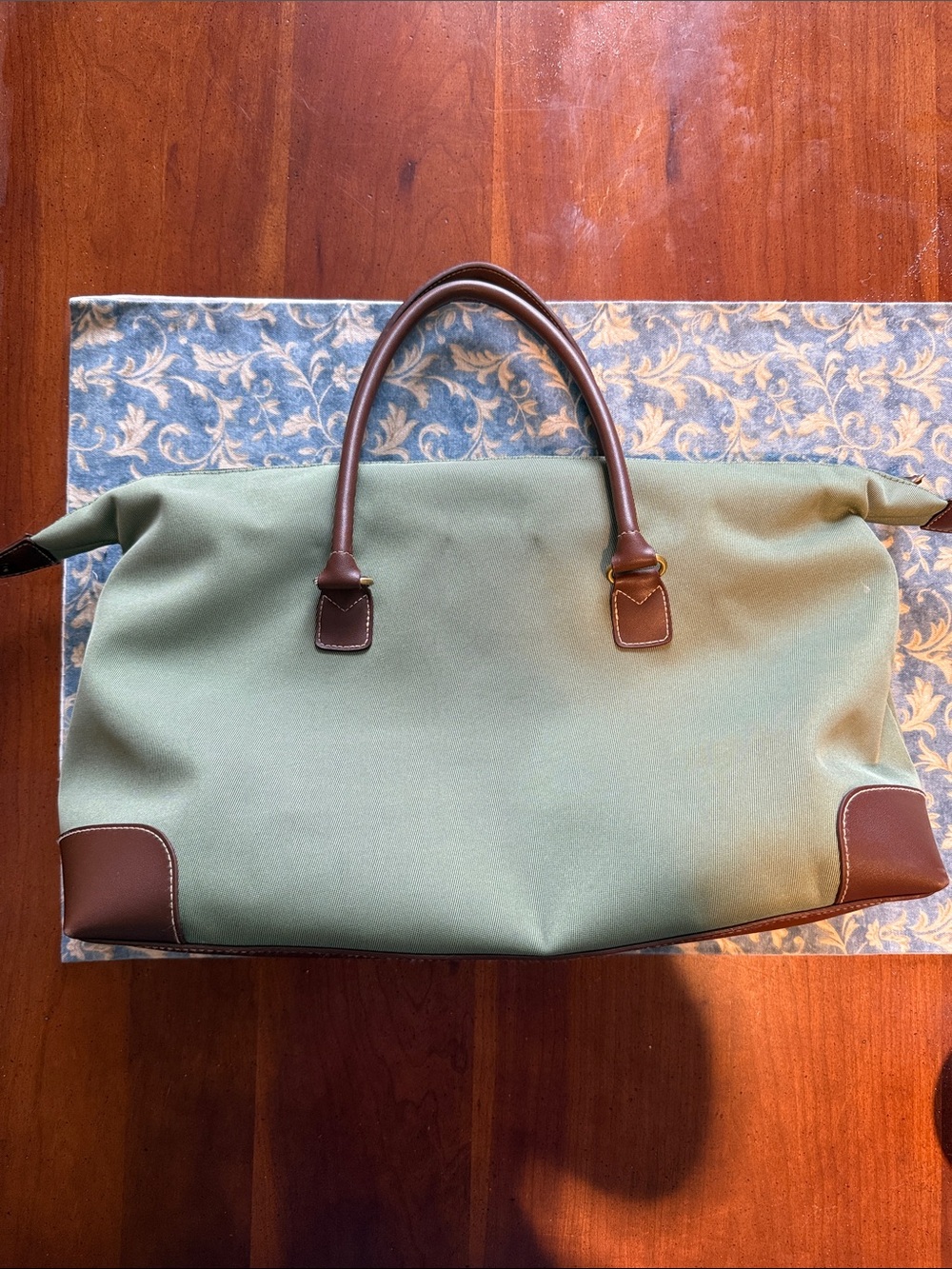 Etienne Aigner Olive Green Canvas Weekender Bag with Brown Trim - vintage - Picture 3 of 9